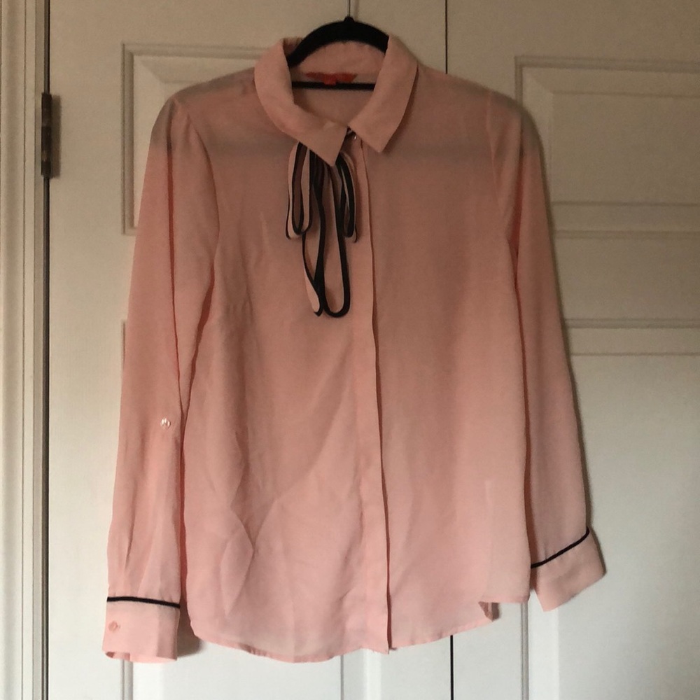 Pink sheer button down top from ModCloth
